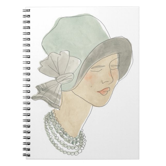 Flapper Fashion Sketch - Woman with Hat Notebook (Front)
