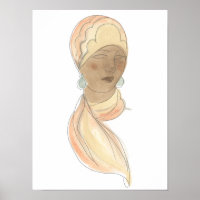 Flapper Fashion Sketch - Woman with Scarf