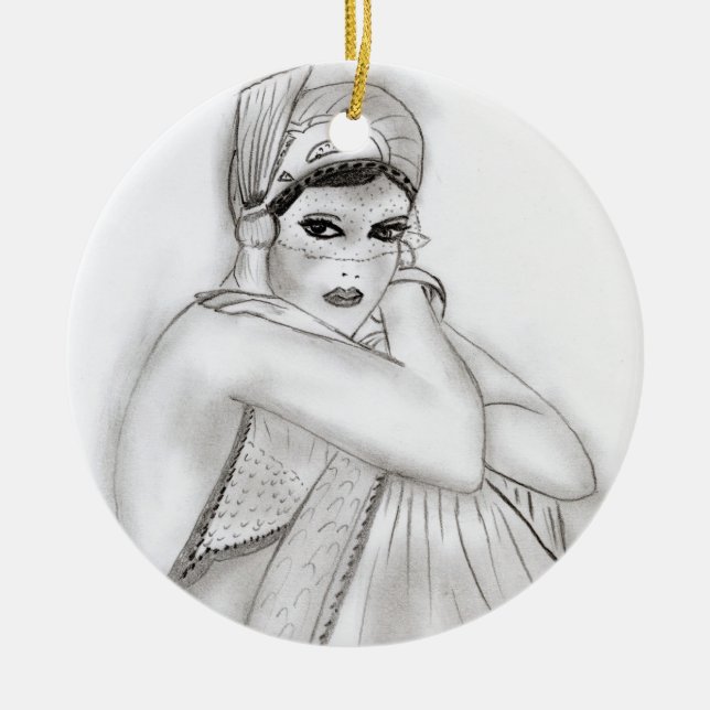 Flapper Girl Ceramic Ornament (Front)