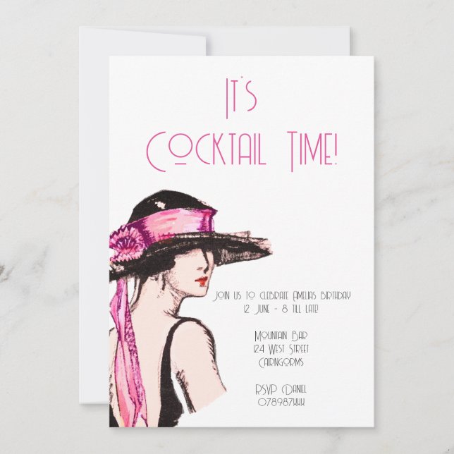 Flapper Girl Cocktail Party Invitation (Front)