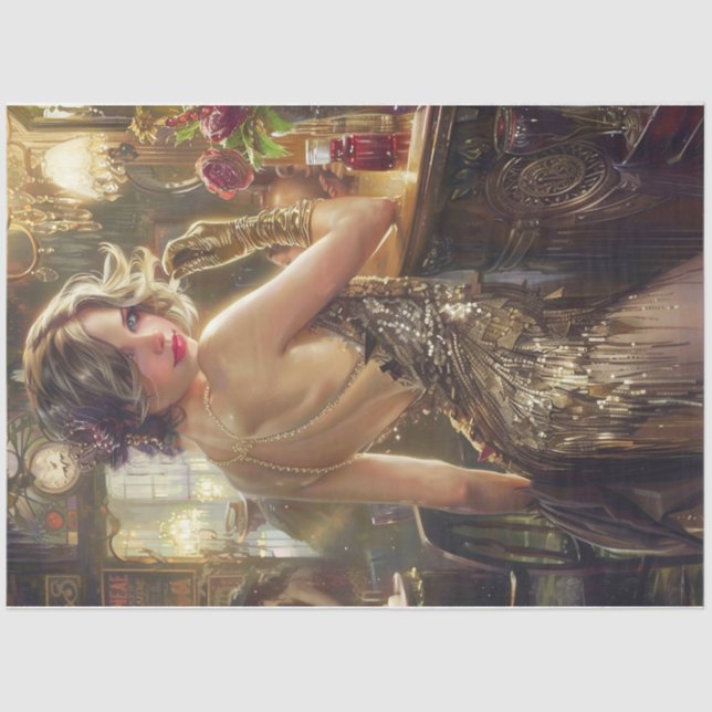 Flapper girl gold tissue paper (Front)