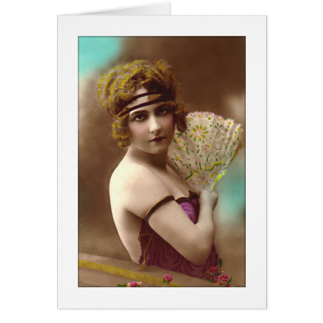 flapper girl in purple with a fan (Front)