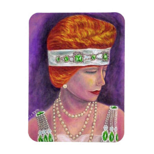 Flapper Girl Pearls Emeralds Headband 1920s Jewels Magnet