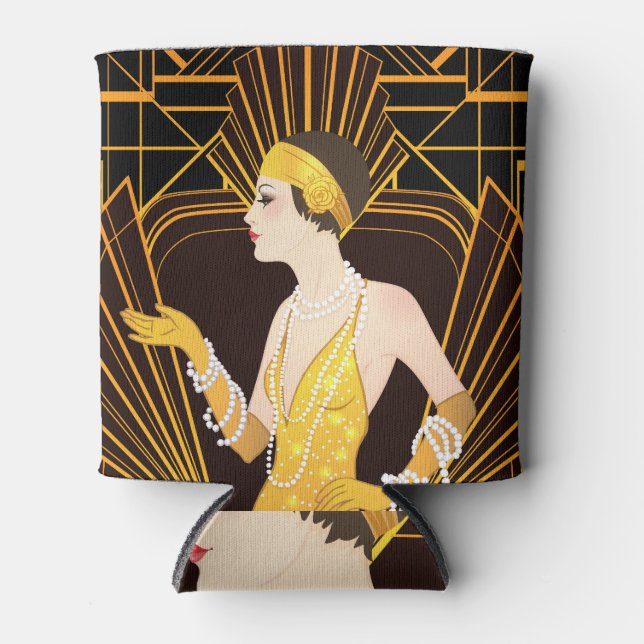Flapper girl: retro party invitation. can cooler (Front)