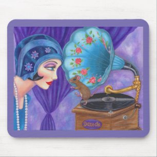 Flapper Girl Roaring Twenties Mouse Gramophone Pad