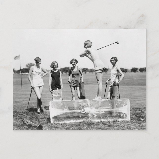 Flapper Girls Playing Golf, 1926 Postcard (Front)