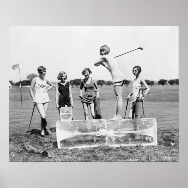 Flapper Girls Playing Golf, 1926. Vintage Photo Poster (Front)