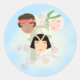 Flapper girls roaring twenties classic round sticker