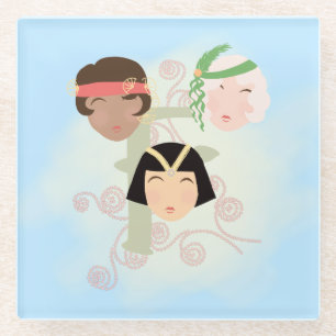 Flapper girls roaring twenties glass coaster