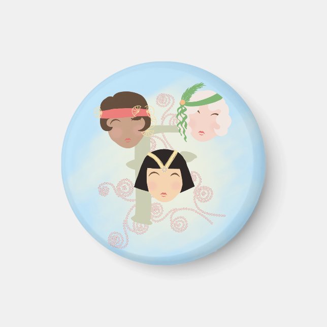 Flapper girls roaring twenties magnet (Front)