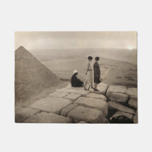 Flapper Girls Sunrise Khufu Pyramid, Egypt 1920 Doormat