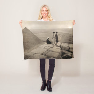 Flapper Girls Sunrise Khufu Pyramid, Egypt 1920  Fleece Blanket