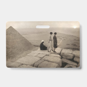 Flapper Girls Sunrise Khufu Pyramid, Egypt 1920 ID Badge