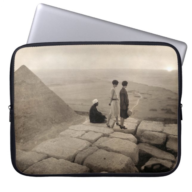 Flapper Girls Sunrise Khufu Pyramid, Egypt 1920  Laptop Sleeve (Front)
