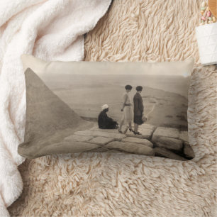 Flapper Girls Sunrise Khufu Pyramid, Egypt 1920 Lumbar Cushion