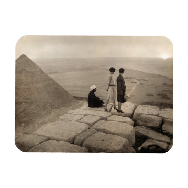 Flapper Girls Sunrise Khufu Pyramid, Egypt 1920  Magnet (Horizontal)