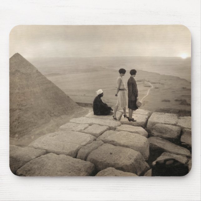Flapper Girls Sunrise Khufu Pyramid, Egypt 1920  Mouse Pad (Front)