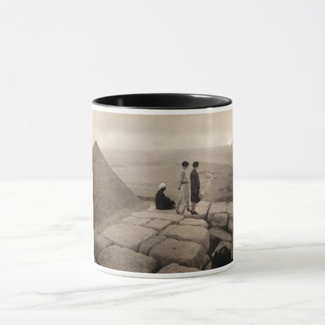 Flapper Girls Sunrise Khufu Pyramid, Egypt 1920  Mug (Center)