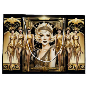 Flapper great gatsby girl blonde hair 1920's party large gift bag