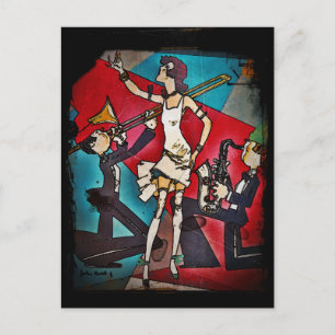 Flapper in a Jazz Band Postcard