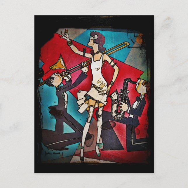 Flapper in a Jazz Band Postcard (Front)