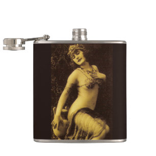Flapper in Sepia 1 Hip Flask