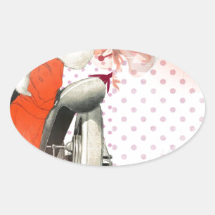 flapper polkadots oval sticker