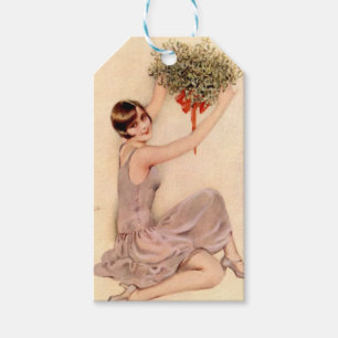 Flapper with Mistletoe  Gift Tags