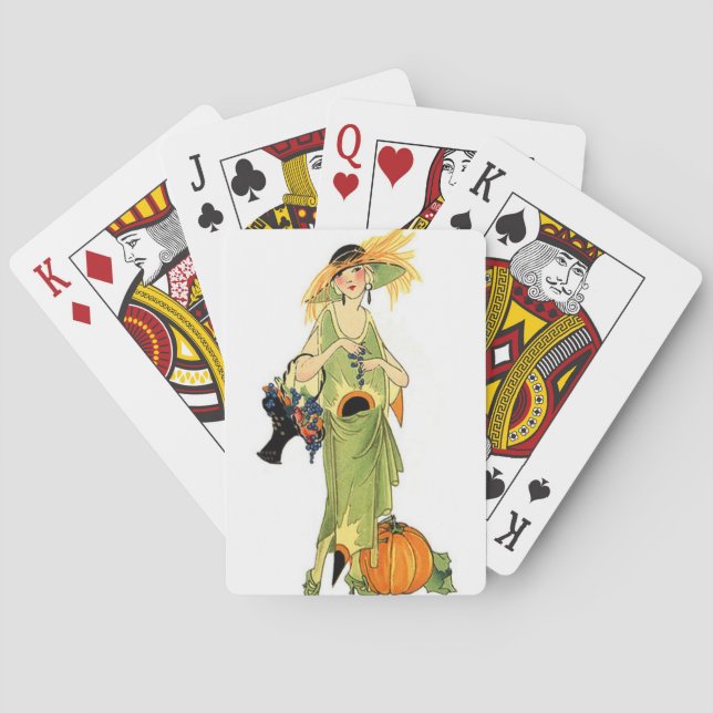 Flapper with pumpkin playing cards (Back)
