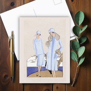 Flapper women holiday postcard