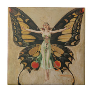 FlapperButterfly Flying Woman Illustration Classic Ceramic Tile