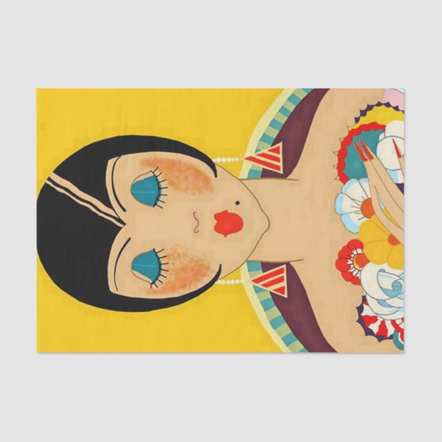 “Flappers and Flowers” Art Deco by Jose Carlos Tissue Paper (Front)