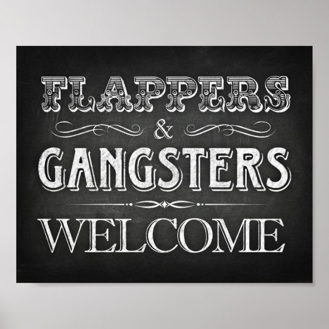 FLAPPERS GANGSTERS WELCOME Party Sign (Front)