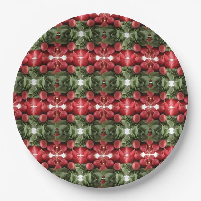 Flaring Red Radish Bunch  Paper Plate (Front)