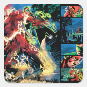 Flash and Green Lantern Panel Square Sticker