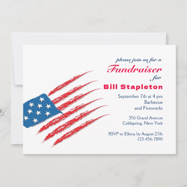 Flash Flag Political Fundraiser Invitation (Front)