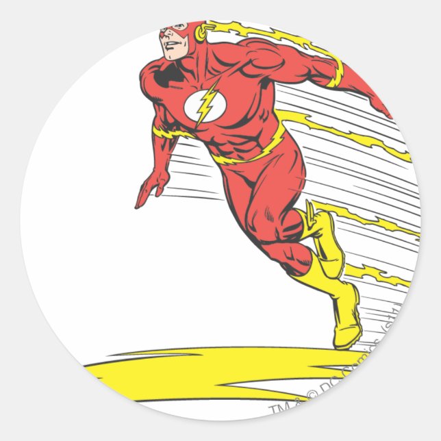 Flash Leaps Left Classic Round Sticker (Front)