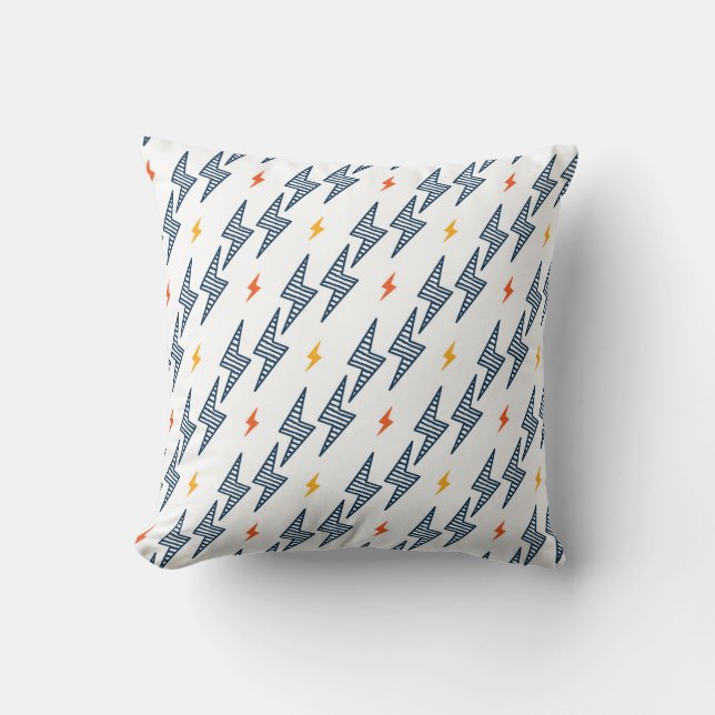 Flash. Lightning Bolts Seamless Pattern. Backgroun Cushion (Front)