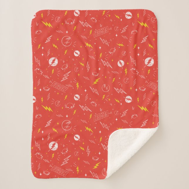 Flash Lightning Icon and Doodle Pattern Sherpa Blanket (Front)