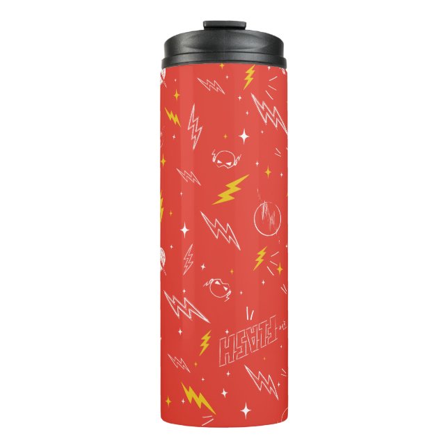 Flash Lightning Icon and Doodle Pattern Thermal Tumbler (Front)