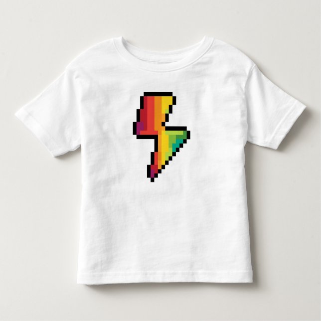 Flash Pixel Lightening Bolt in Rainbow Colours Toddler T-Shirt (Front)