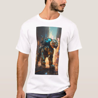 flash riding a robotic tiger wearing full body hea T-Shirt
