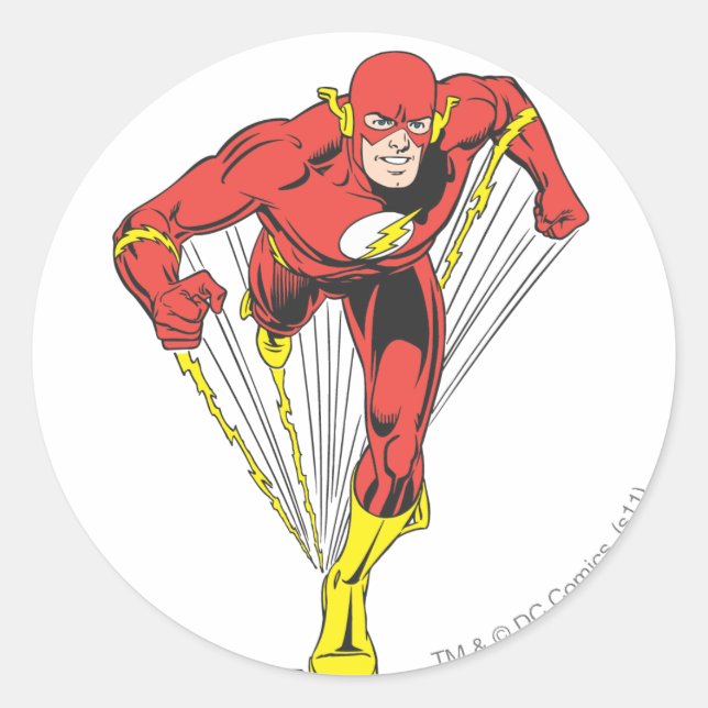 Flash Runs Forward Classic Round Sticker (Front)