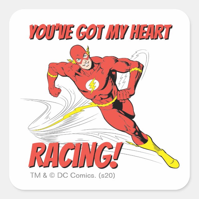 Flash - You've Got My Heart Racing Valentine Square Sticker (Front)