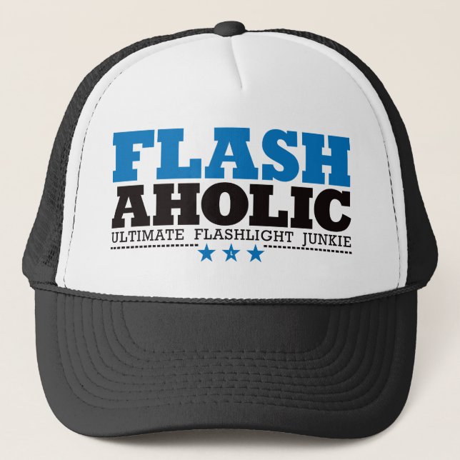 Flashaholic – Ultimate Flashlight Junkie - Blue Trucker Hat (Front)