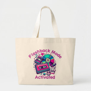 Flashback Mode: Activated – Retro Music Lover Large Tote Bag