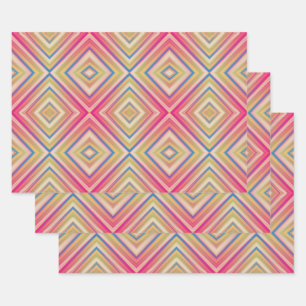 Flashes Of Pinks Alternative Diamond Pattern Wrapping Paper Sheet