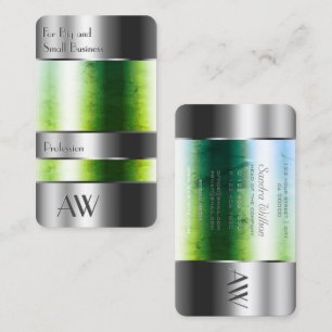 Flashy Aluminium Box with Green Poison Monogram Business Card