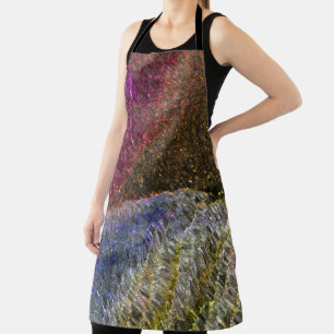 Flashy and rustic melted splashes of coloured glas apron