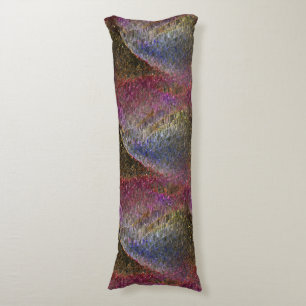 Flashy and rustic melted splashes of coloured glas body cushion